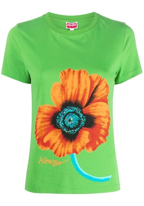 Kenzo Poppy-print cotton T-shirt - Green