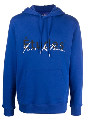 Etudes logo-print organic-cotton hoodie - Blue