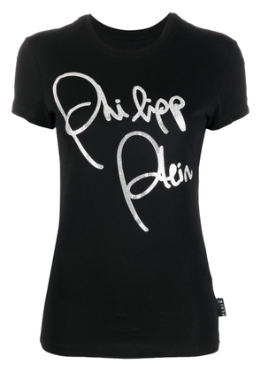 Philipp Plein logo-print embellished T-shirt - Black