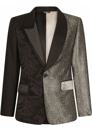 Dolce & Gabbana asymmetric patchwork-panelled silk blazer - Black