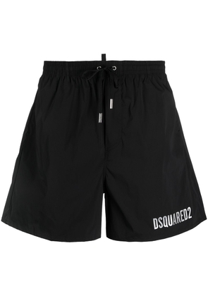 Dsquared2 Icon metallic-logo drawstring swim shorts - Black