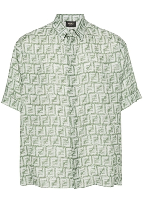 FENDI FF-motif linen shirt - Green