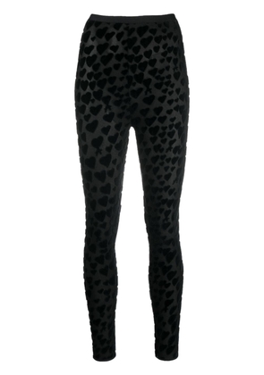 AMI Paris heart-embroidered high-waisted leggings - Black