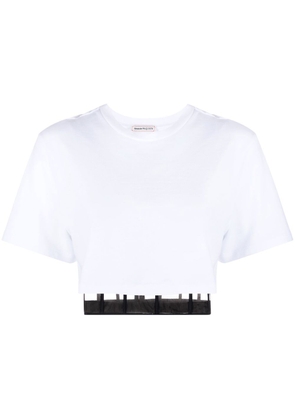Alexander McQueen cropped cut-out T-shirt - White