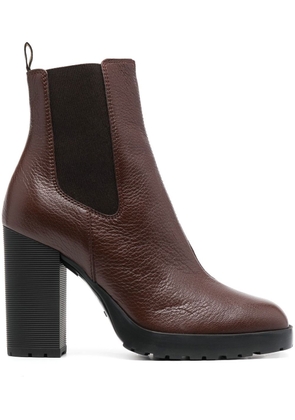 Hogan logo-tab leather ankle boots - Brown