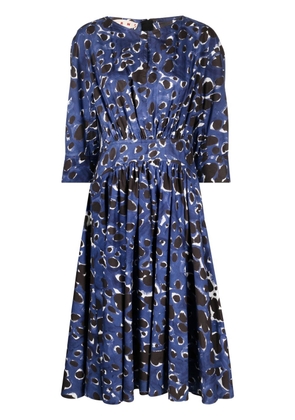 Marni abstract-print midi dress - Blue
