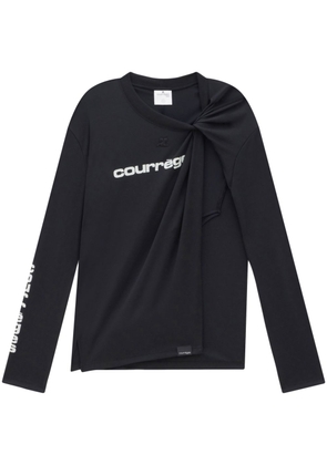 Courrèges gathered-detailing logo-print jersey - Black