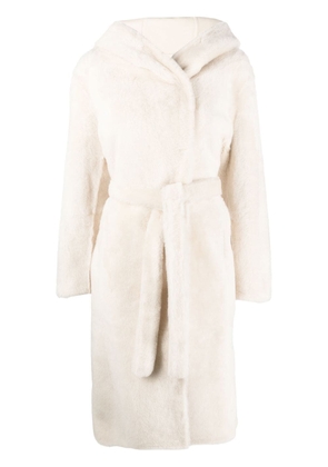 Yves Salomon reversible hooded shearling coat - Neutrals