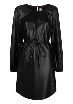 BOSS faux-leather belted dress - Black