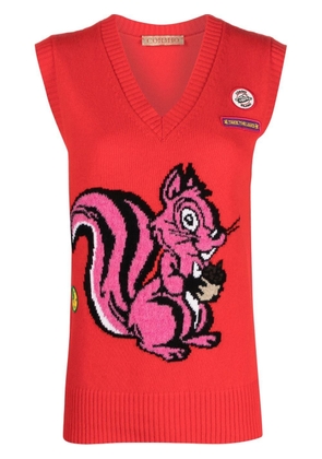 CORMIO squirrel-print knit vest - Red