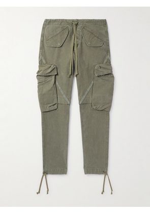 Greg Lauren - Tapered Cotton-Canvas Drawstring Cargo Trousers - Men - Green - 1