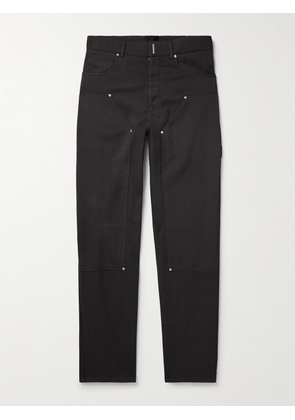 Givenchy - Straight-Leg Logo-Embellished Wool-Blend Twill Trousers - Men - Black - IT 44