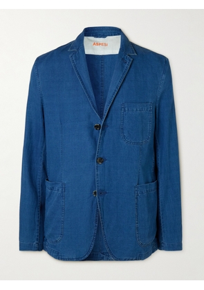 Aspesi - Samuraki Unstructured Convertible-Collar Herringbone Cotton Blazer - Men - Blue - XS
