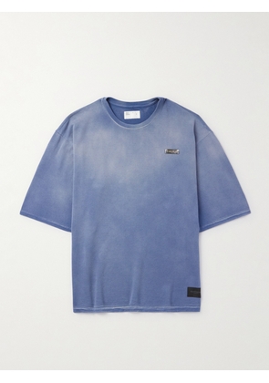 4SDesigns - Logo-Appliquéd Tie-Dyed Cotton and Linen-Blend Jersey T-Shirt - Men - Blue - XS