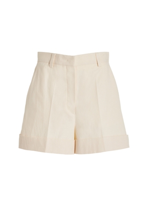 Miu Miu - Tela Tailored Cotton Shorts - Neutral - IT 42 - Moda Operandi