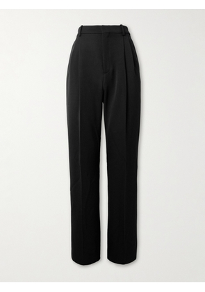 SAINT LAURENT - Wide-Leg Pleated Grain de Poudre Wool Trousers - Men - Black - IT 48