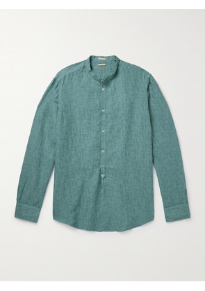 Massimo Alba - Kos Grandad-Collar Linen and Cotton-Blend Half-Placket Shirt - Men - Green - S