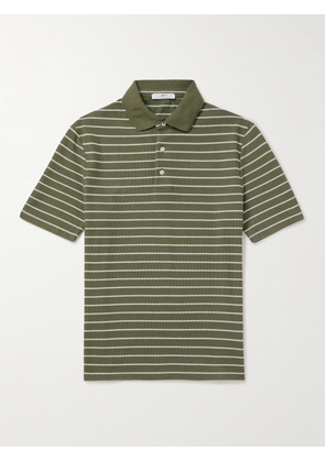 Mr P. - Golf Striped Organic Cotton-Piqué Polo Shirt - Men - Green - XS