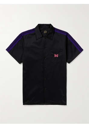 Needles - Webbing-Trimmed Logo-Embroidered Cotton-Blend Twill Shirt - Men - Black - M