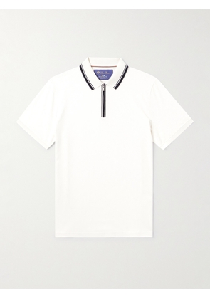 Loro Piana - Regatta Stretch-Cotton Piqué Zip-Up Polo Shirt - Men - White - S