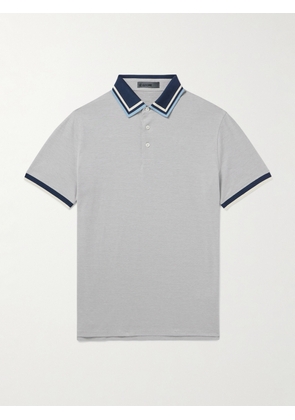 Mr P. - G/FORE Golf Striped Logo-Appliquéd Piqué Polo Shirt - Men - Gray - XS
