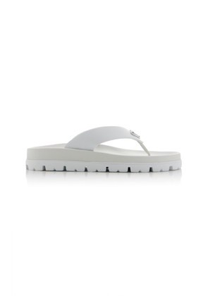 Prada - Leather Flip-Flop Sandals                - White - IT 41 - Moda Operandi