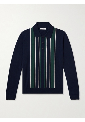 Mr P. - Golf Striped Merino Wool Polo Shirt - Men - Blue - XS