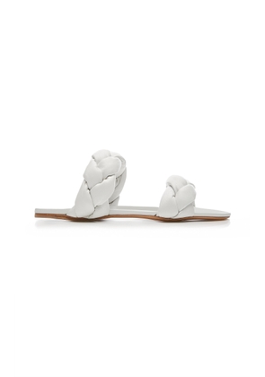 Miu Miu - Puffy Braided Leather Slide Sandals - White - IT 40 - Moda Operandi
