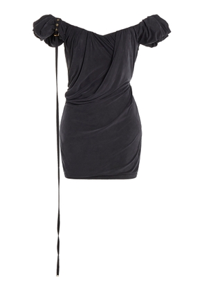Jacquemus - Ciceri Off-The-Shoulder Draped Cupro Mini Dress - Black - M - Moda Operandi