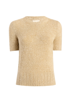 Khaite - Luphia Short Sleeve Silk-Cashmere Sweater - Tan - S - Moda Operandi