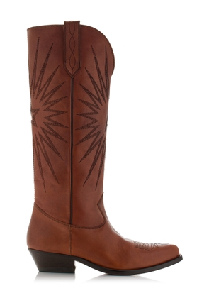 Golden Goose - Wish Star Embroidered Leather Western Boots - Brown - IT 38 - Moda Operandi
