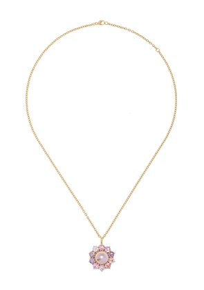 Akaila Reid  - 18K Yellow Gold Pearl; Sapphire Necklace - Pink - OS - Moda Operandi - Gifts For Her