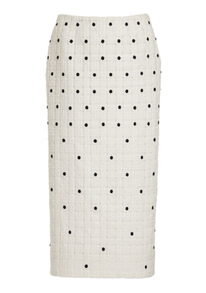 Elie Saab - Dotted Tweed Midi Pencil Skirt - Black/white - FR 36 - Moda Operandi