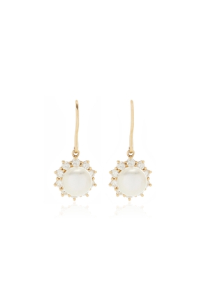 Akaila Reid  - Extra Small 18K Yellow Gold Diamond; Pearl Earrings - White - OS - Moda Operandi - Gifts For Her