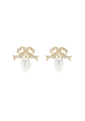 Akaila Reid  - Bow 18K Yellow Gold Diamond; Pearl Earrings - White - OS - Moda Operandi - Gifts For Her