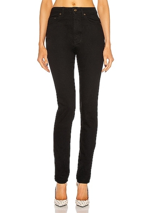 Saint Laurent High Waist Skinny Jean in Worn Black - Black. Size 24 (also in 28, 29).