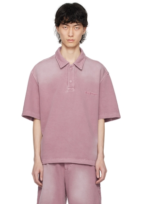 Solid Homme Purple Garment-Dyed Polo