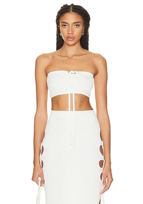 Casablanca Cut Out Ribbed Bralette in White - White. Size M (also in S).