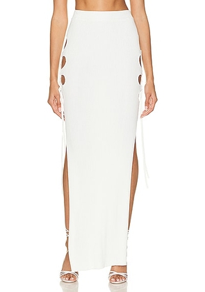 Casablanca Ribbed Cut Out Maxi Skirt in White - White. Size M (also in S).
