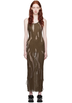 Acne Studios Brown Frayed Maxi Dress