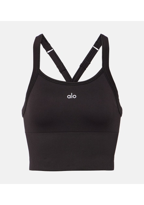 Alo Yoga Seamless Ribbed logo sports bra