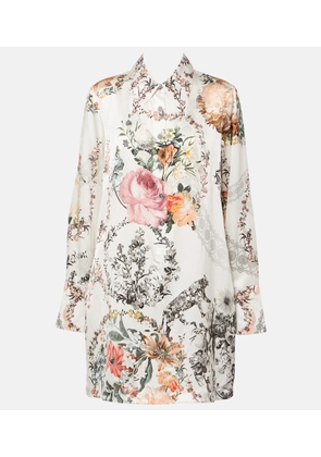 Camilla Floral silk satin shirt dress