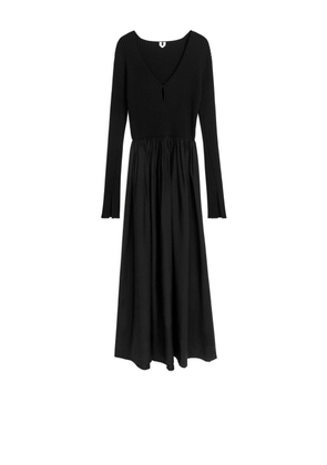 Combined Midi Dress - Black