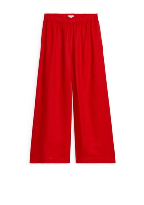 Wide Linen Trousers - Red