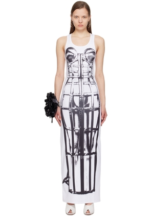 Jean Paul Gaultier White & Black 'Trompe L'oeil' Maxi Dress
