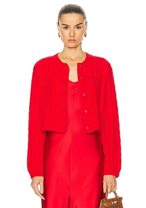 SABLYN Ash Cable Knit Cardigan in Scarlet - Red. Size L (also in S, XS).
