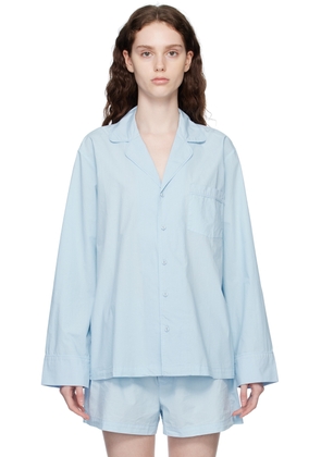 SKIMS Blue Poplin Sleep Cotton Button Up Shirt