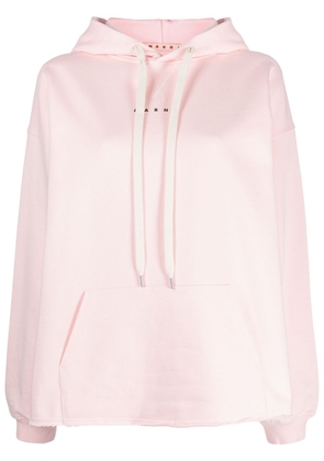Marni logo-print cotton hoodie - Pink