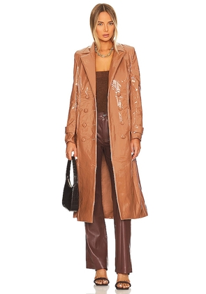 Bardot Hi-Shine Trench Coat in Brown. Size M, S, XL, XS.