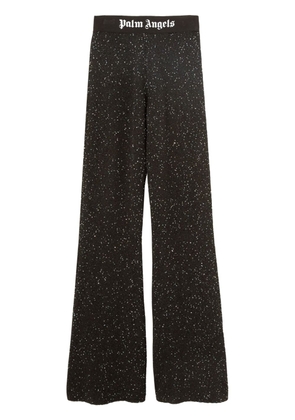 Palm Angels logo-print knitted flared trousers - Black
